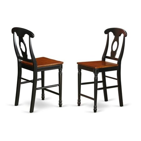 EAST WEST FURNITURE East West Furniture KES-BLK-W Kenley Counter Height Stools with Wood Seat in Black & Cherry Finish - Set of 2 KES-BLK-W